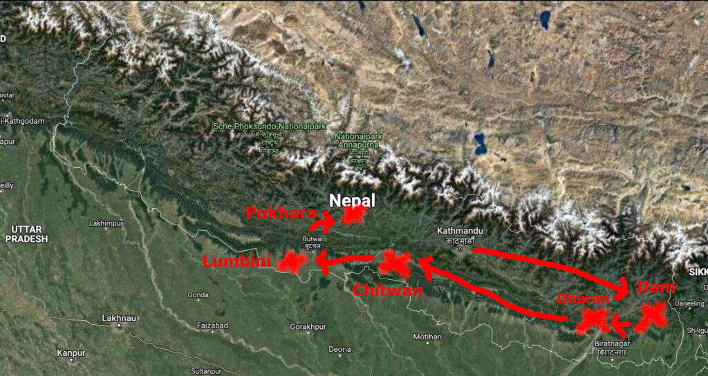 Meine Reiseroute durch Nepal